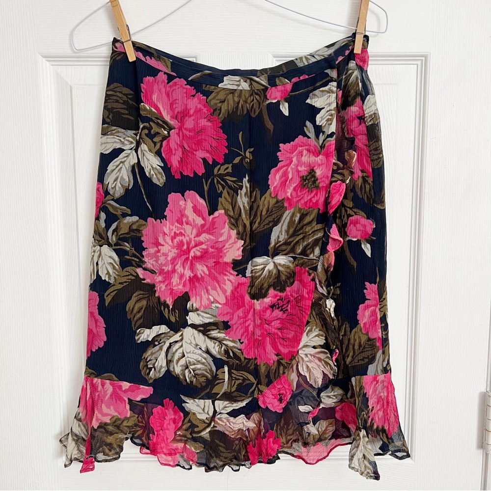Anne Klein | Silk Floral Wrap Skirt